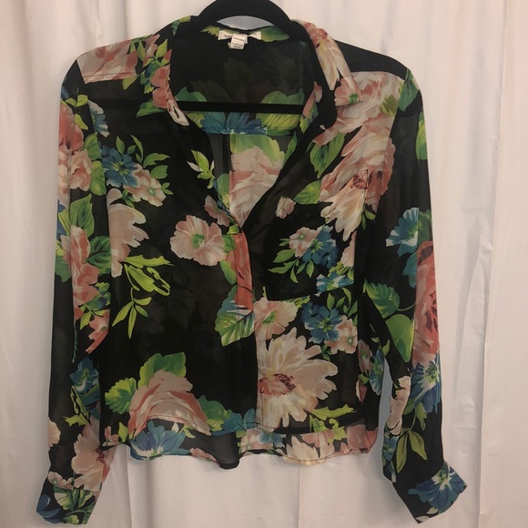 Sheer Floral Button-Up - Picture 1 of 2